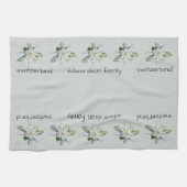 Zwitsers Zwitserland tekst Edelweiss familienaam Theedoek (Horizontaal)