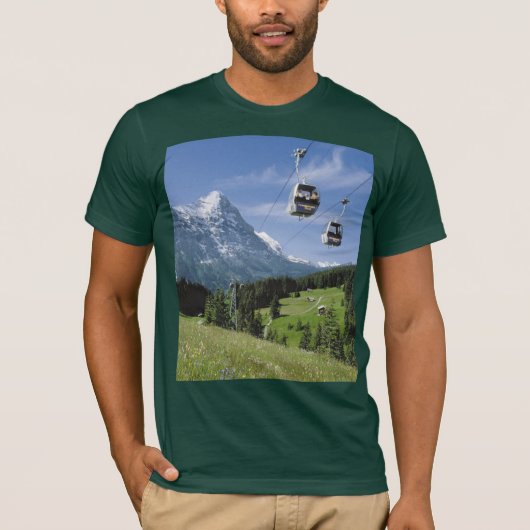 Zwitserse Afbeeldingen - Grindelwald cablecars T-shirt (Voorkant)