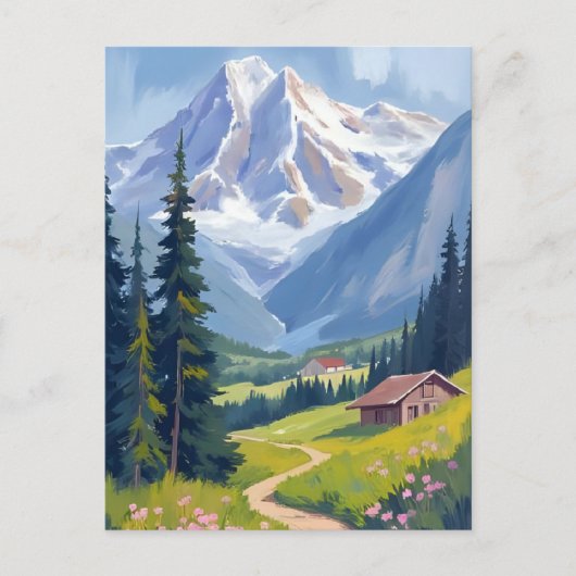 Zwitserse Alpen Berghelling Zwitserland Reizen Briefkaart (Voorkant)