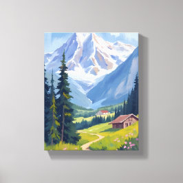 Zwitserse Alpen Berghelling Zwitserland Reizen Canvas Afdruk