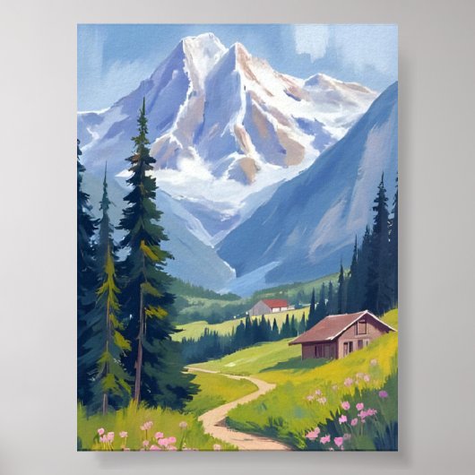 Zwitserse Alpen Berghelling Zwitserland Reizen Poster (Voorkant)