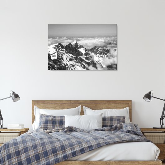 Zwitserse Alpen Berglandschap zwart-wit Canvas Afdruk (Insitu (Slaapkamer))