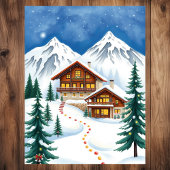 Zwitserse Alpen Chalet Winter Mountain Travel Briefkaart