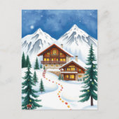 Zwitserse Alpen Chalet Winter Mountain Travel Briefkaart (Voorkant)