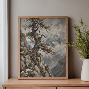 Zwitserse Alpen Eiger Lork Boom Kunst Canvas Afdruk