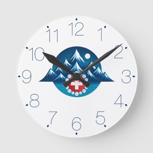 Zwitserse Alpen Illustratie Ronde Klok (Voorkant)