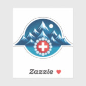 Zwitserse Alpen Illustratie Sticker (Vel)