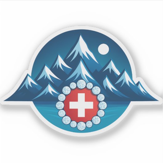 Zwitserse Alpen Illustratie Sticker (Voorkant)