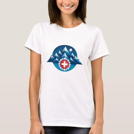 Zwitserse Alpen Illustratie T-shirt (Voorkant)
