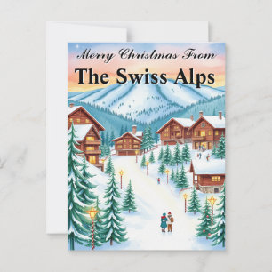 Zwitserse Alpen Kerst Gezellig Mountain Chalet Briefkaart