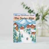 Zwitserse Alpen Kerst Gezellig Mountain Chalet Briefkaart (Staand voorkant)
