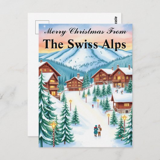 Zwitserse Alpen Kerst Gezellig Mountain Chalet Briefkaart (Voorkant / Achterkant)