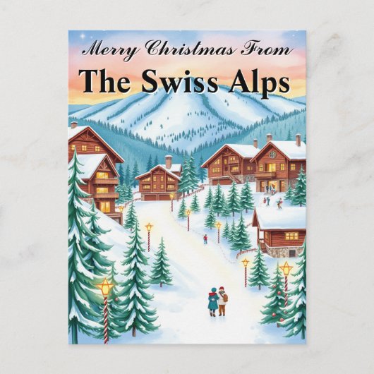 Zwitserse Alpen Kerst Gezellig Mountain Chalet Briefkaart (Voorkant)