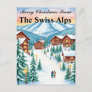 Zwitserse Alpen Kerstmis Knus Bergchalet Briefkaart