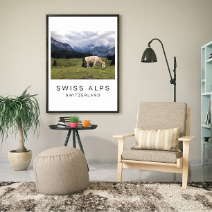 Zwitserse Alpen Koe Zwitserland Reis Fotografie Poster