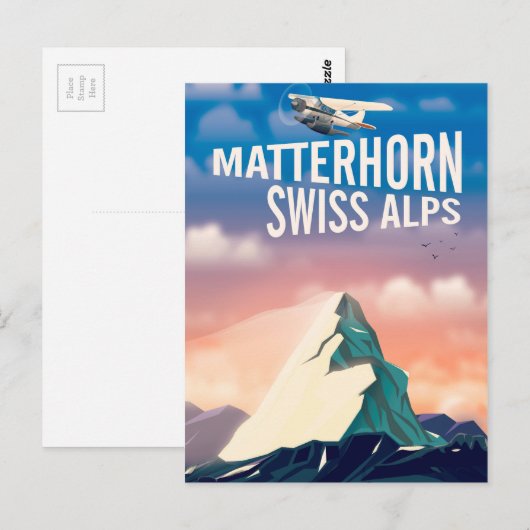 Zwitserse Alpen Matterhorn-reisposter Briefkaart (Voorkant / Achterkant)