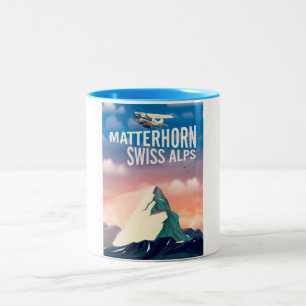 Zwitserse Alpen Matterhorn-reisposter Tweekleurige Koffiemok