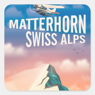 Zwitserse Alpen Matterhorn-reisposter Vierkante Sticker
