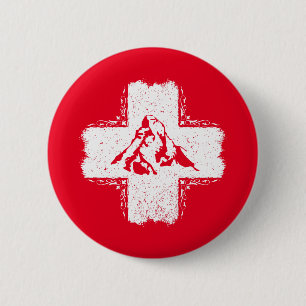 Zwitserse Alpen Matterhorn - Zwitserland Ronde Button 5,7 Cm