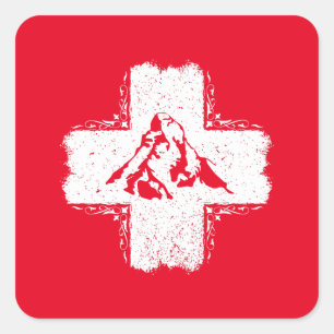 Zwitserse Alpen Matterhorn - Zwitserland Vierkante Sticker