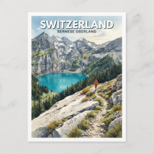 Zwitserse Alpen, Oeschinensee Bergpad Kandersteg Briefkaart
