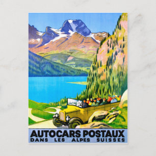 Zwitserse Alpen per bus, retro reizen Briefkaart