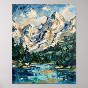 Zwitserse Alpen Poster Luxe Abstracte Olie Schilde