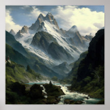 Zwitserse Alpen realistische stijl - AI art