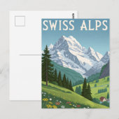 Zwitserse Alpen Reis Briefkaart (Voorkant / Achterkant)