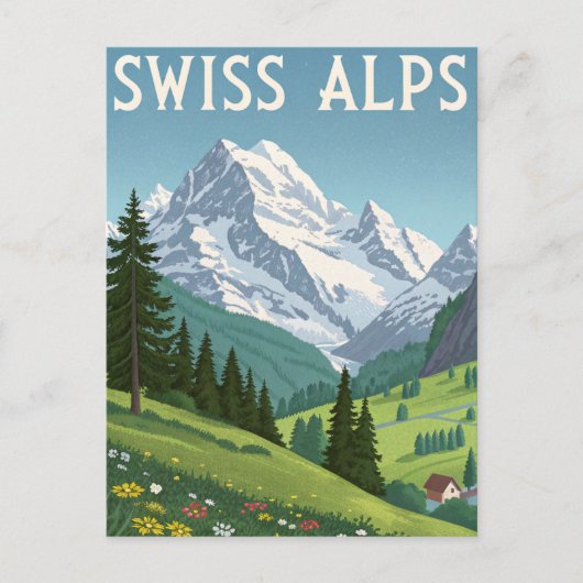 Zwitserse Alpen Reis Briefkaart (Voorkant)