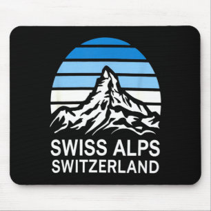 Zwitserse Alpen retro berglandschap met gestreepte Muismat