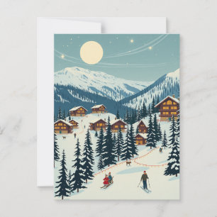 Zwitserse Alpen Ski Village Winter Mountain Travel Briefkaart