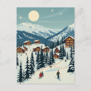 Zwitserse Alpen Skidorp Winter Berg Reizen Briefkaart