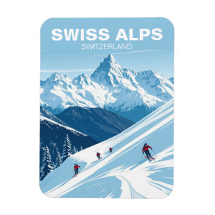  Zwitserse Alpen Skiën Zwitserland Reizen Magneet