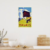  Zwitserse Alpen Valais Art Deco Travel Poster (Keuken)