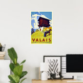  Zwitserse Alpen Valais Art Deco Travel Poster (Thuiskantoor)