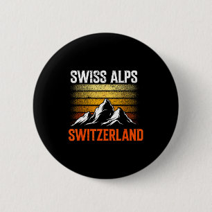 Zwitserse Alpen vintage skien bergen Zwitsers Ronde Button 5,7 Cm