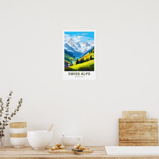 Zwitserse Alpen Zwitserland Reisprint Poster (Keuken)