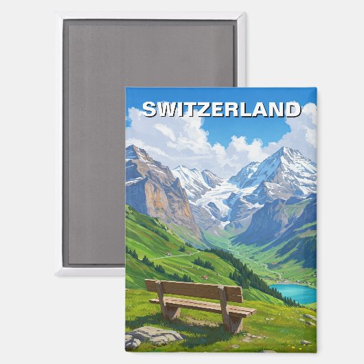 Zwitserse Alpen Zwitserland Reizen Magneet (Voorkant / Achterkant)