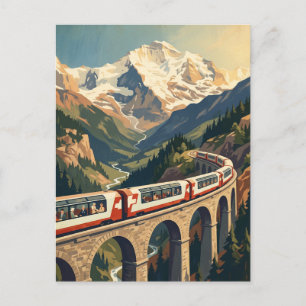 Zwitserse Alpen Zwitserland Retro Reis Trein Briefkaart