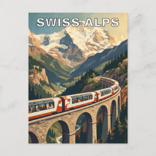 Zwitserse Alpen Zwitserland Retro Reis Trein Briefkaart