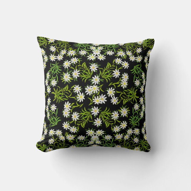 Zwitserse Alpiene Edelweiss Floral Pillow Kussen (Voorkant)