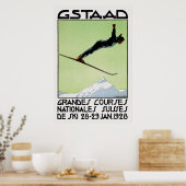 Zwitserse Art Deco Snow Ski Sport Competition Poster (Keuken)