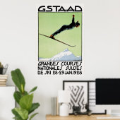 Zwitserse Art Deco Snow Ski Sport Competition Poster (Thuiskantoor)