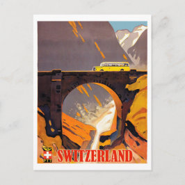 Zwitserse bergen, vintage vliegreizen briefkaart
