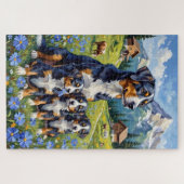 Zwitserse Berghond Alpine Gentian Kunst Legpuzzel (Horizontaal)