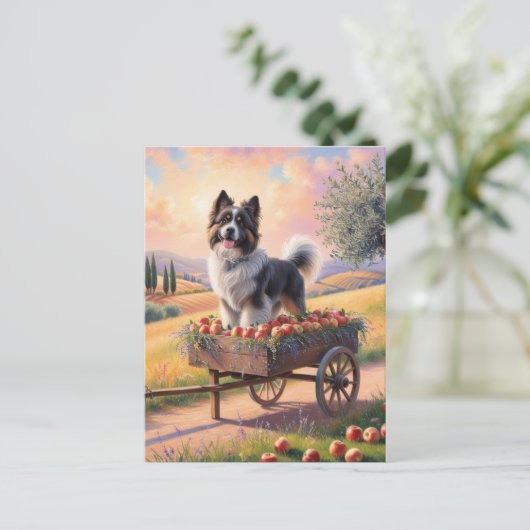 Zwitserse berghond staand in appel kar briefkaart (Staand voorkant)