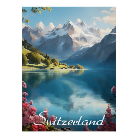 Zwitserse bergmeer reisposter perfect poster (Voorkant)