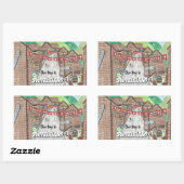 Zwitserse bergstad cartoon tekenen stickers (Vel)