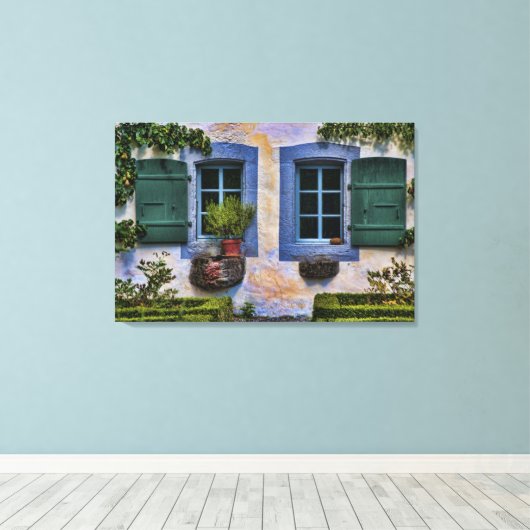 Zwitserse Boerderij Ramen - Europees platteland Canvas Afdruk (Insitu (Houten vloer))